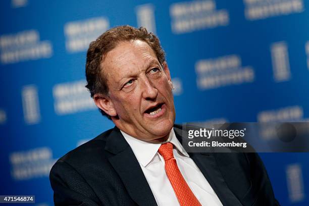 Laurence Baer, president and chief executive officer of San Francisco Giants, speaks during the annual Milken Institute Global Conference in Beverly...