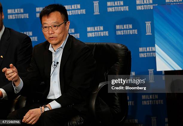 Dave Chen, chief executive officer of Equilibrium Capital Group, speaks during the annual Milken Institute Global Conference in Beverly Hills,...