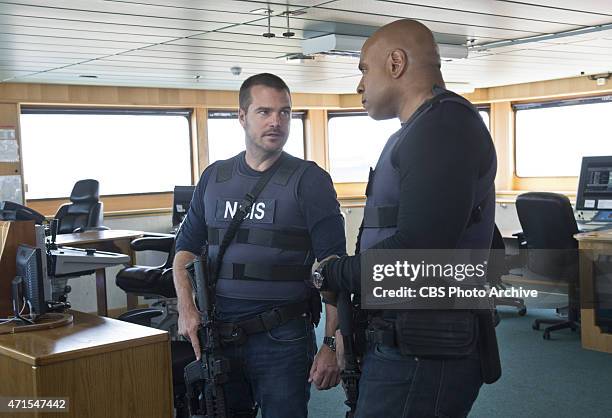 Kolcheck, A." -- Pictured: Chris O'Donnell and LL COOL J . Callen and Sam search for answers when they find dead crew members from the missing oil...