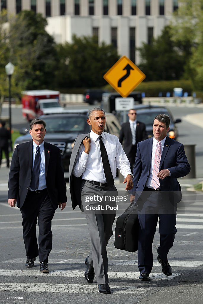 Obama Walter Reed U.S. President Barack Obama departs Walter Reed National Military ...