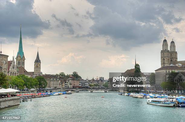 limmat und zürich, schweiz - limmat stock-fotos und bilder