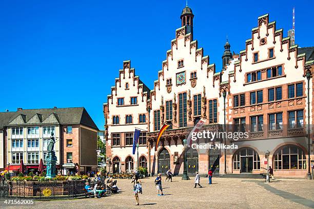 roemer square with the city hall of frankfurt, germany - ostzeile stock pictures, royalty-free photos & images