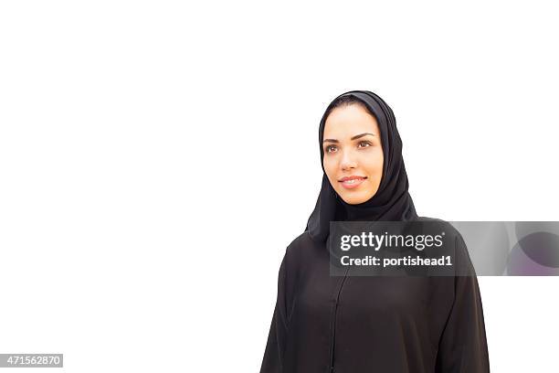 arab businesswoman isolated on white - burka stock pictures, royalty-free photos & images