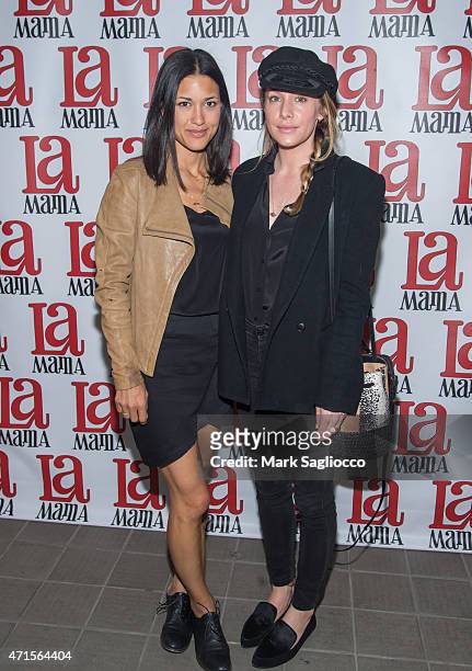 Actresses Julia Jones and Casey LaBow attend the "Trash Cuisine" Off Broadway Opening Night at La MaMa Theater on April 29, 2015 in New York City.