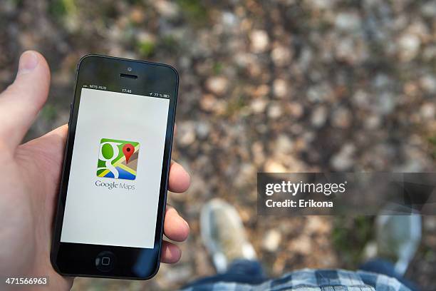 google maps on iphone - google map stock pictures, royalty-free photos & images