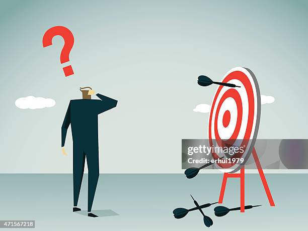 verfehlt sein ziel-illustration - dartpfeil stock-grafiken, -clipart, -cartoons und -symbole