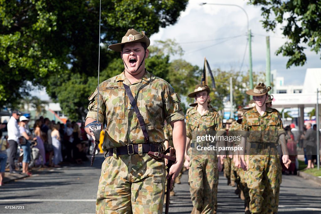 Australian Soldier Cadets marching on Anzac Day