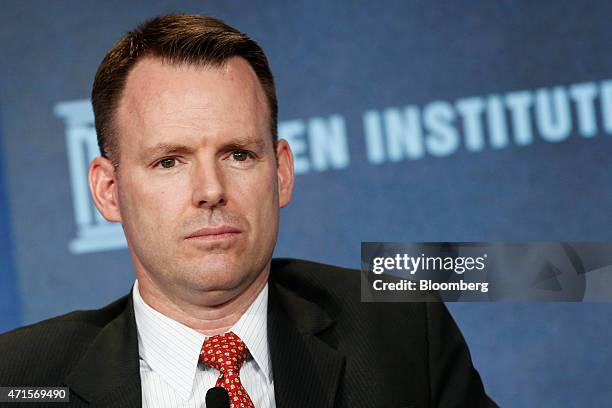 John Gallagher, special assistant to the chairman of the Joint Chiefs of Staff, listens during the annual Milken Institute Global Conference in...