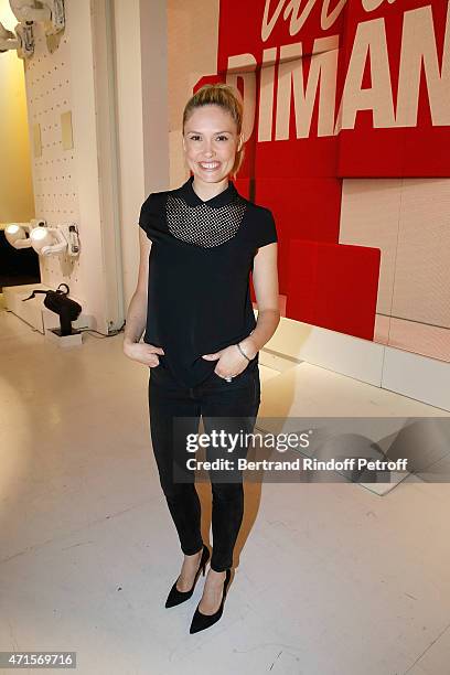 Actress Lilou Fogli attends the 'Vivement Dimanche' French TV at Pavillon Gabriel on April 29, 2015 in Paris, France.