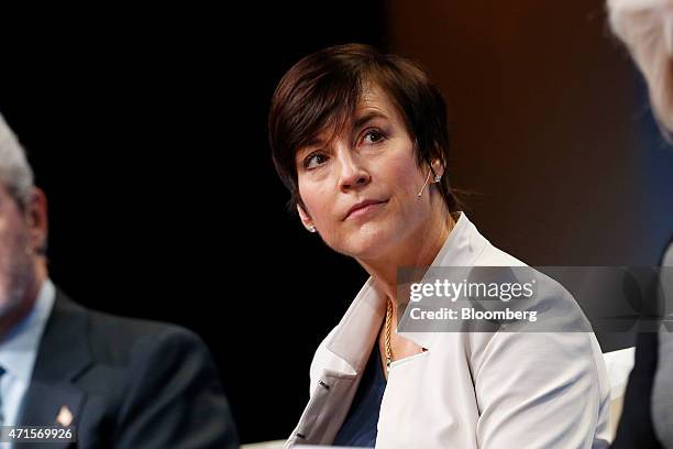 Sarah Ketterer, chief executive officer of Causeway Capital Management LLC, listens during the annual Milken Institute Global Conference in Beverly...