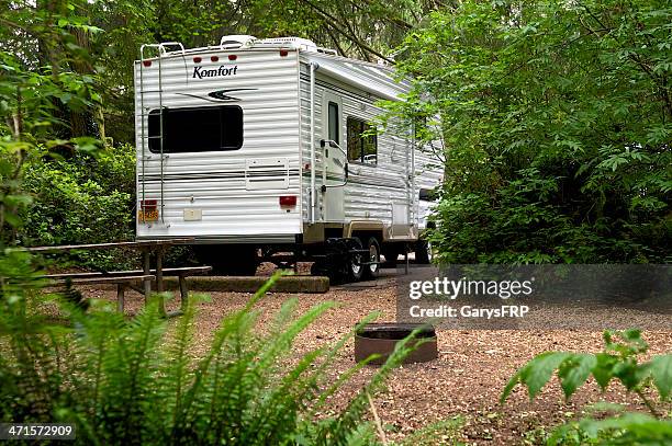 wohnmobile campingplatz 5. fifth wheel beverly beach state park, oregon - beverly beach state stock-fotos und bilder