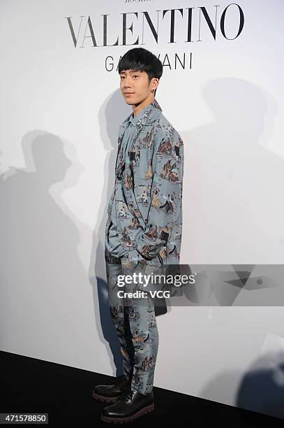 Singer and actor Jing Boran attends the opening party of Valentino Camouflage Show at Shanghai Hang Lung Plaza on April 29, 2015 in Shanghai, China.