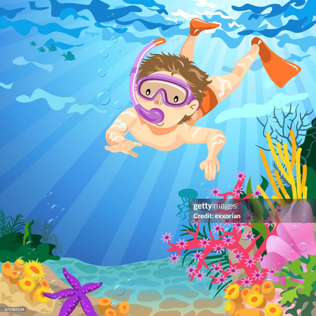 Teenage boy snorkeling