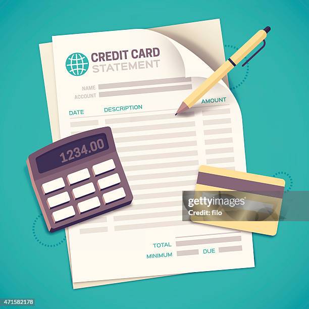 credit card statement bill paying - bank statement stock illustrations
