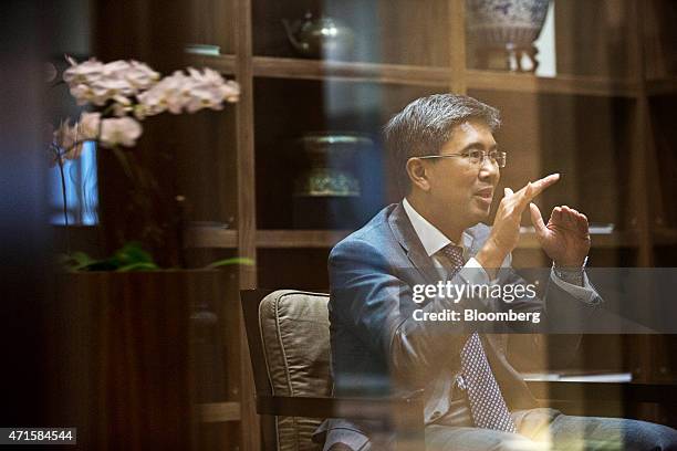 Tengku Zafrul Aziz, chief executive officer of CIMB Group Holdings Bhd., gestures as he speaks during an interview in Kuala Lumpur, Malaysia, on...