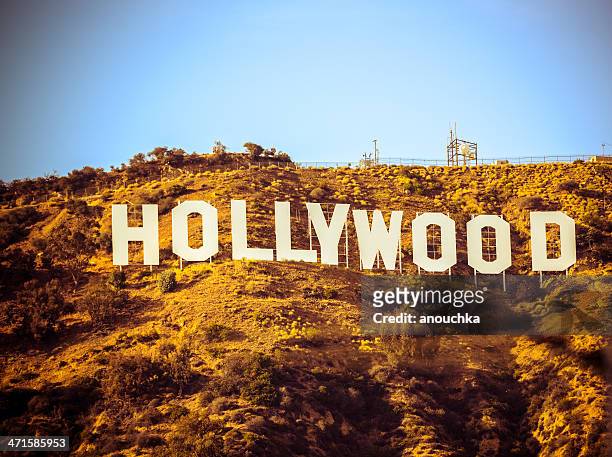 letrero de hollywood, california, usa - montañas de santa mónica fotografías e imágenes de stock