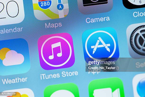 apple ios7 icon - itunes store weather app - ios greece stock pictures, royalty-free photos & images