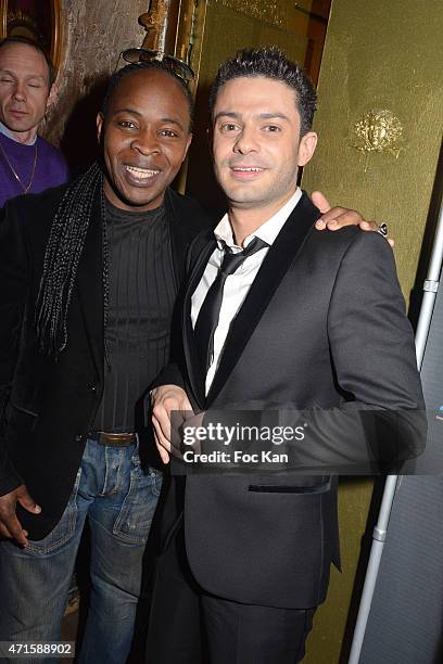 Singers Billy Obam and Gregory BakianÊattend the Gregory Bakian's '1er EP Eponyme' Concert Launch Party at Le Reservoir on April 29, 2015 in Paris,...