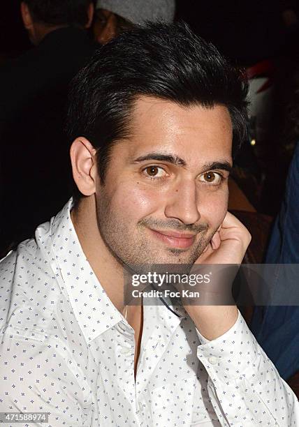 Singer Yoann Freget from The Voice attends the Gregory Bakian's '1er EP Eponyme' Concert Launch Party at Le Reservoir on April 29, 2015 in Paris,...