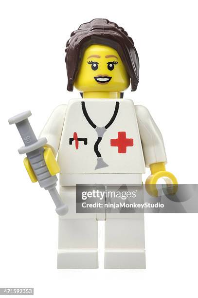 female doctor lego mini figure - lego stockfoto's en -beelden