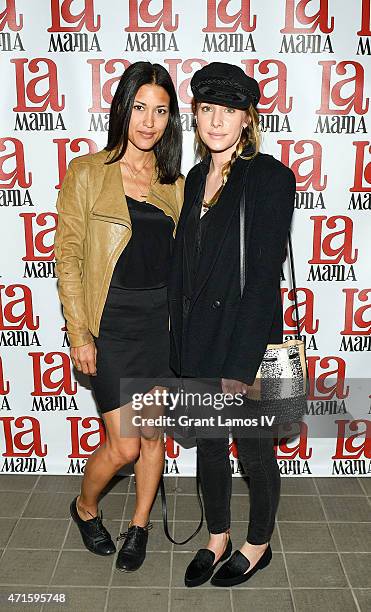 Actresses Julia Jones and Casey LaBow attend the 'Trash Cuisine' Off Broadway Opening Night at La MaMa Theater on April 29, 2015 in New York City.