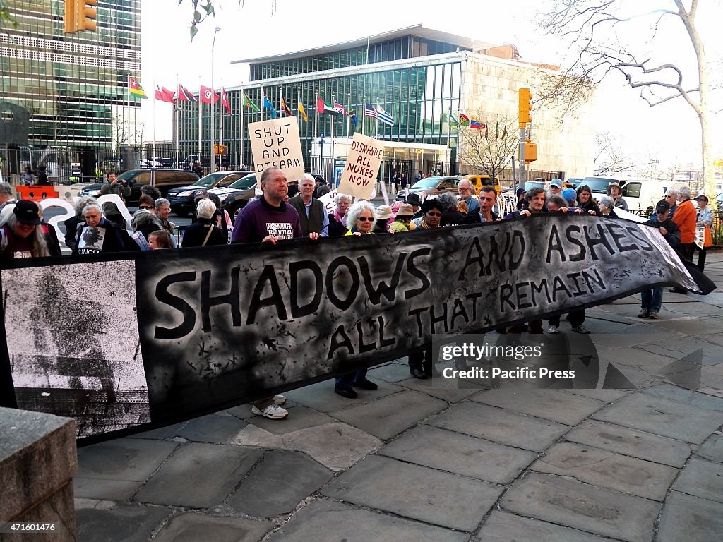 Protesters marched to the UN headquarters in New York to...