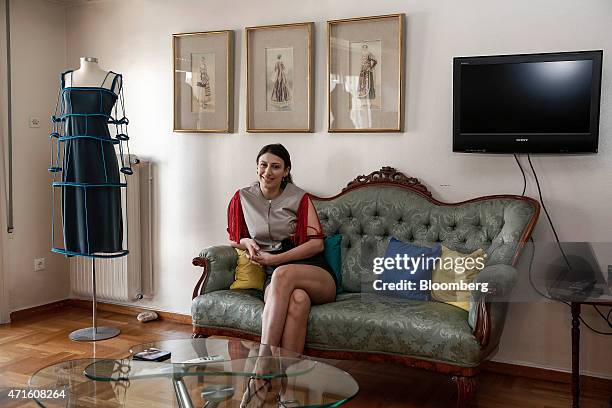 Eleni Kyriacou, a fashion designer, poses for a photograph in her studio, in Athens, Greece, on Saturday, April 25, 2015. The downturn that decimated...