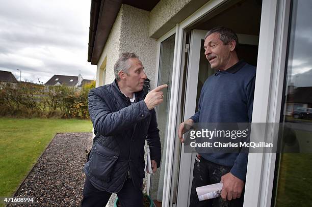Democratic Unionist Party Westminster candidate Ian Paisley Jr out canvassing on April 29, 2015 in Ballymoney, Northern Ireland. Son of the late Ian...