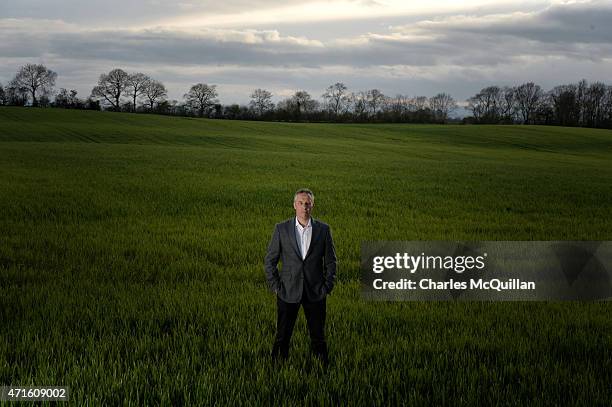 Democratic Unionist Party Westminster candidate Ian Paisley Jr poses for a portrait on April 29, 2015 in Ballymoney, Northern Ireland. Son of the...