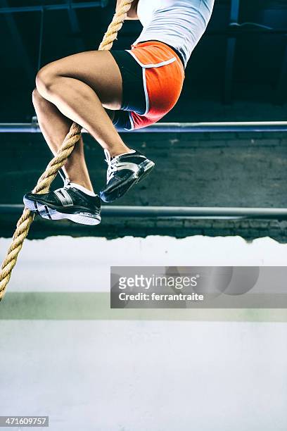 gym rope climbing - circuit training stock pictures, royalty-free photos & images