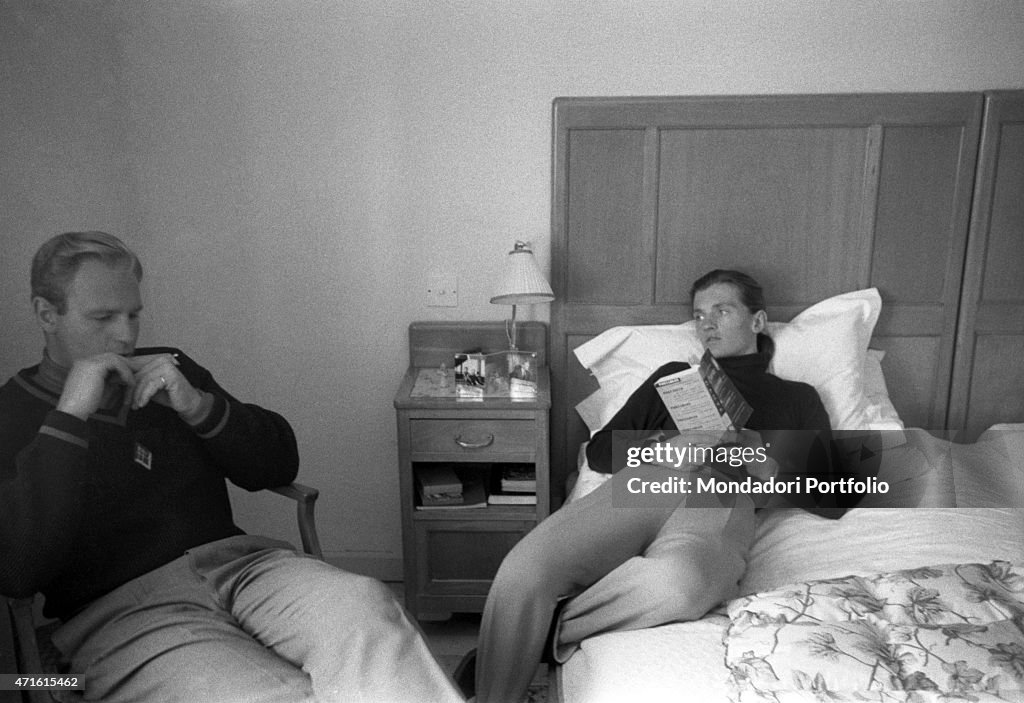 Andrea Mead Lawrence and David J. Lawrence at the 1956 Winter Olympics