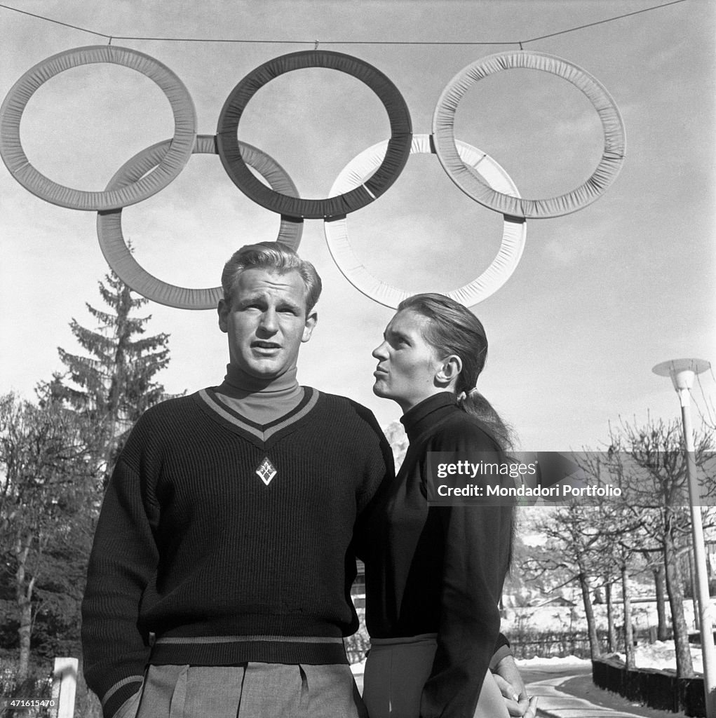 Andrea Mead Lawrence and David J. Lawrence at the 1956 Winter Olympics