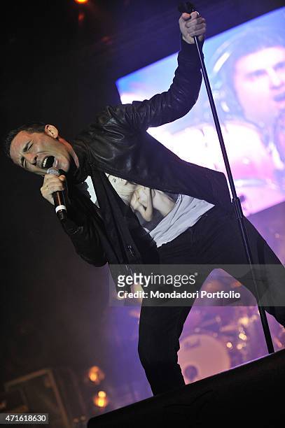 "Italian singer-songwriter Francesco Silvestre performing with Italian pop band Modÿ at Palasharp. Milan, Italy, December 2010 "