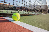 Tennis court with tennis ball close up