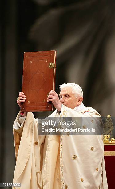 "Pope Benedict XVI celebrating the Holy Mass for the Solemnity of Blessed Virgin Mary, Mother of God. It's the 41st World Day of Peace. Vatican City....