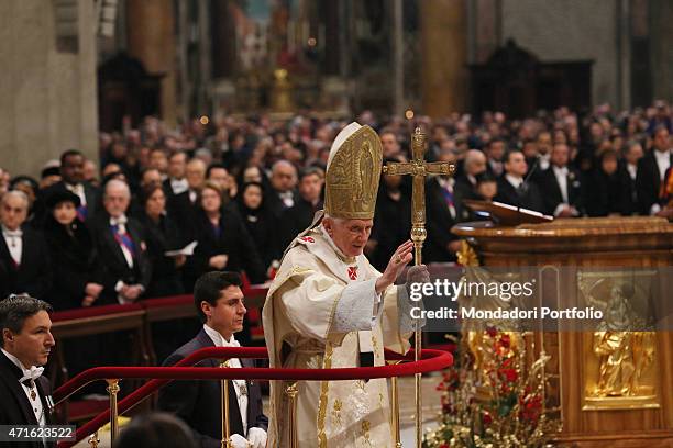 "Pope Benedict XVI celebrating the Solemnity of Blessed Virgin Mary, Mother of God during the 46th World Day of Peace. Vatican City, 2012 "