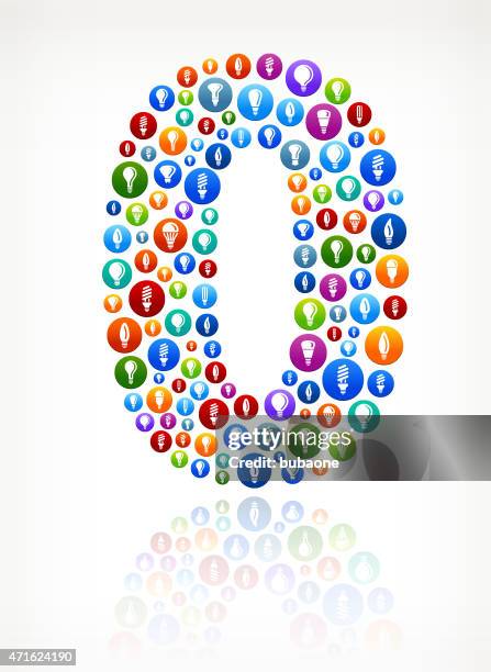 number zero light bulbs and lights vector graphic. - binary code lightbulb stock illustrations
