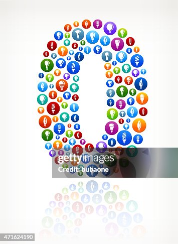 Number Zero Light bulbs and Lights Vector Graphic. Number Zero Light bulbs and Lights Vector Graphic.