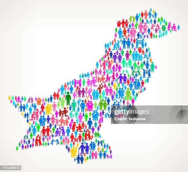 pakistan on vector family pattern background - pakistani man stock illustrations