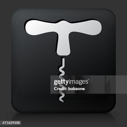 Black Square Button with Cork Screw Black Square Button with Cork Screw