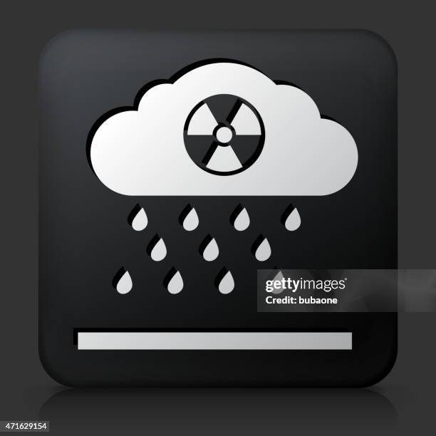 black square button with nuclear rain - rain black background stock illustrations
