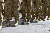 Feet of Soldiers Marching at ANZAC Day