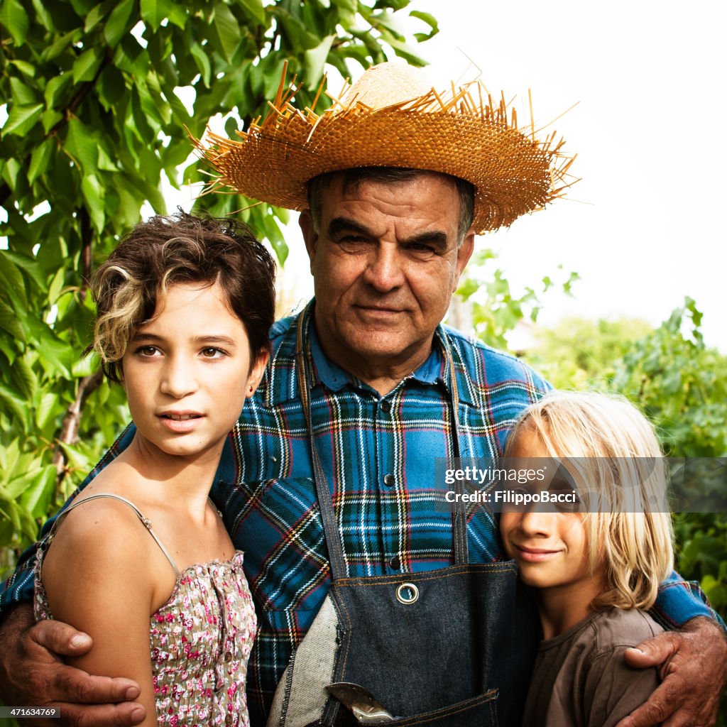 Grandfather with his grandchildren