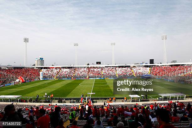 General view of Estadio Monumental during a match between Chile and Colombia September 11 , 2011 in Santiago, Chile.