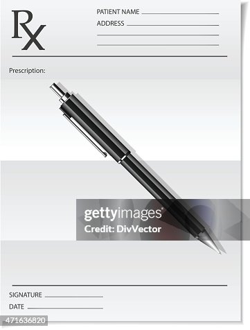 Empty Medical Script Empty Medical Prescription With A Pen High-Res Vector Graphic - Getty ...
