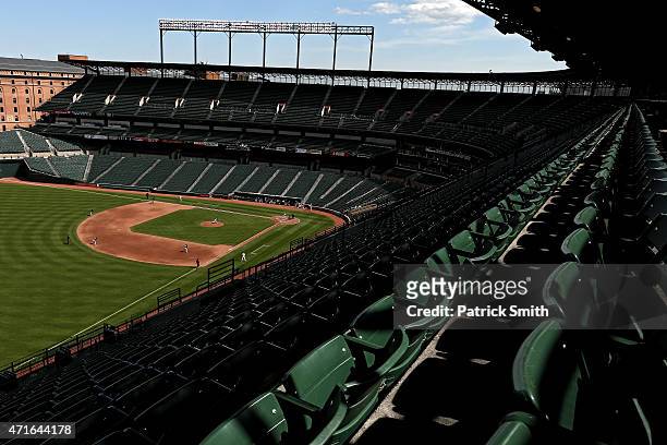 Pitcher Jeff Samardzija of the Chicago White Sox works batter Everth Cabrera of the Baltimore Orioles in the fifth inning an empty Oriole Park at...