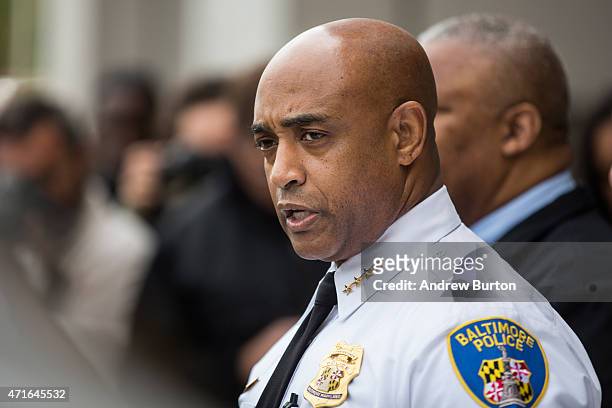 Baltimore Police Commissioner Anthony Batts speaks at a press conference regarding the death of Freddie Gray on April 30, 2015 in Baltimore,...