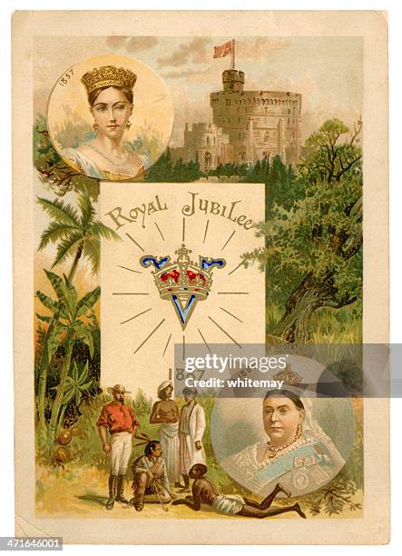 illustrazioni stock, clip art, cartoni animati e icone di tendenza di queen victoria's golden jubilee-souvenir - impero britannico