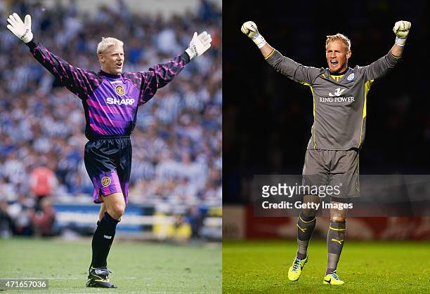 In this composite image a comparison has been made between images 1251624 and 186224564 of Father and Son . **LEFT IMAGELEICESTER, ENGLAND Goalkeeper...