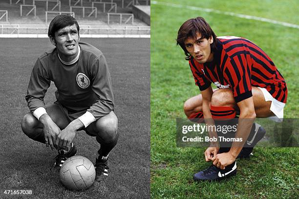 In this composite image a comparison has been made between images 79030952 and 460557078 of Father and Son . **LEFT IMAGENAPOLI, ITALY AC Milan...